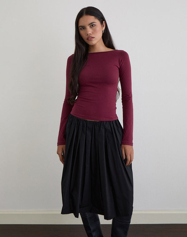 Motel Rocks Amabon Long Sleeve Top In Burgundy