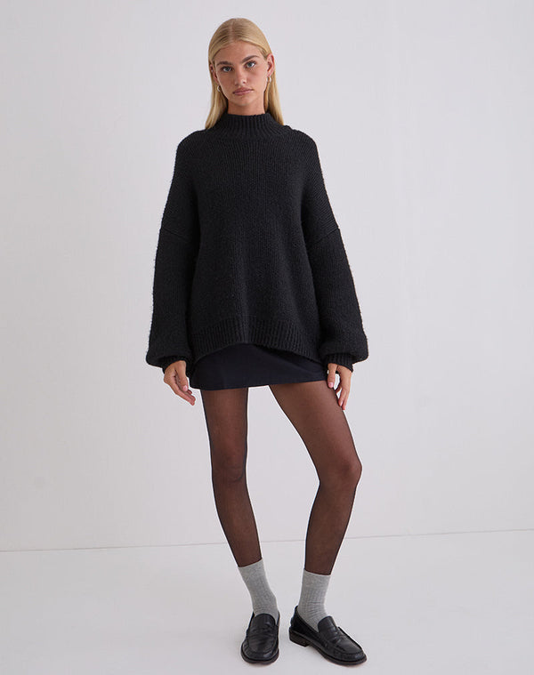 Motel Rocks Amato Oversized Jumper In Black