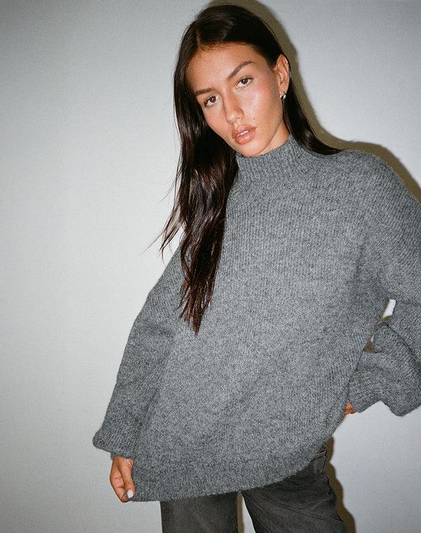 Motel Rocks Amato Oversized Jumper In Grey