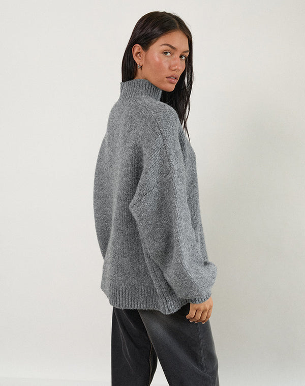 Motel Rocks Amato Oversized Jumper In Grey