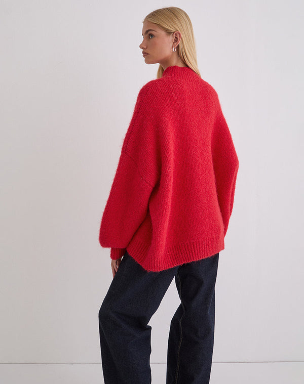 Motel Rocks Amato Oversized Jumper In Red