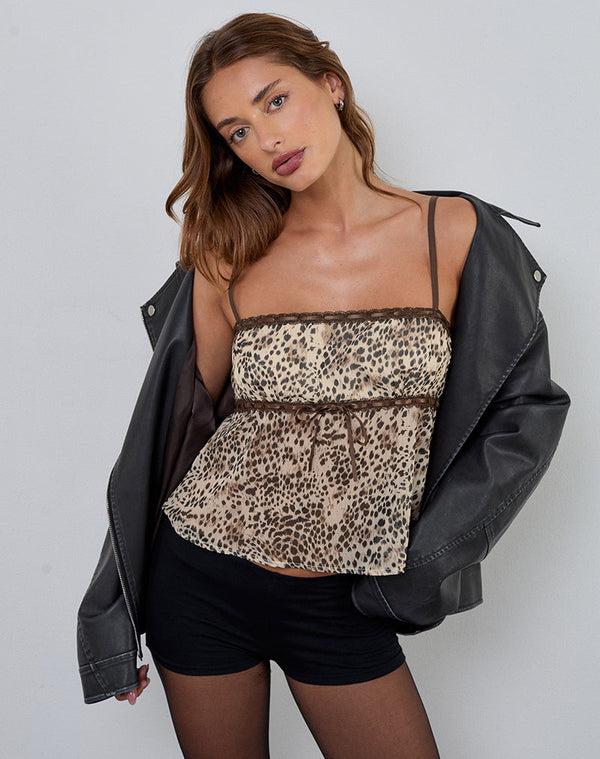 motel rocks Ancika Cami Top in Wild Leopard