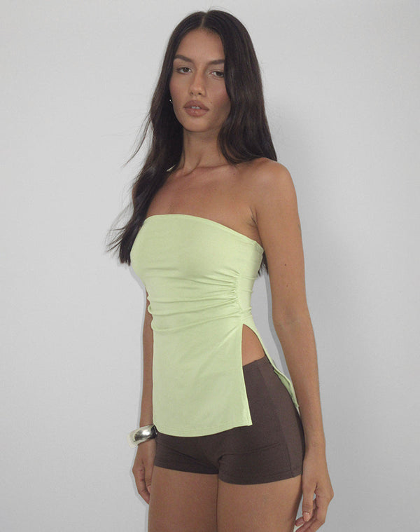 motel rocks Aravie Ruched Bandeau Top in Pistachio