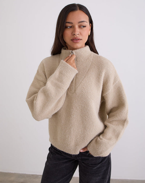 Motel Rocks Atine Jumper In Oatmeal