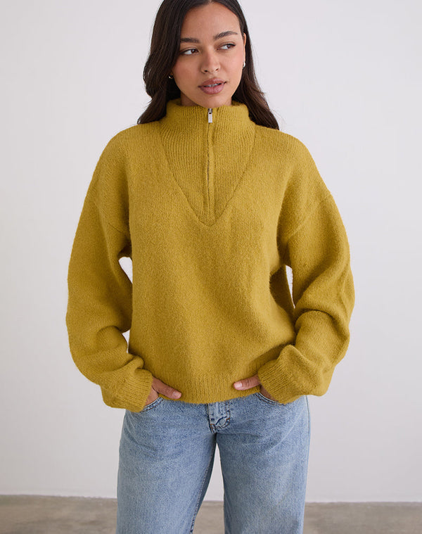 motel rocks Atine Jumper in Ochre Mustard