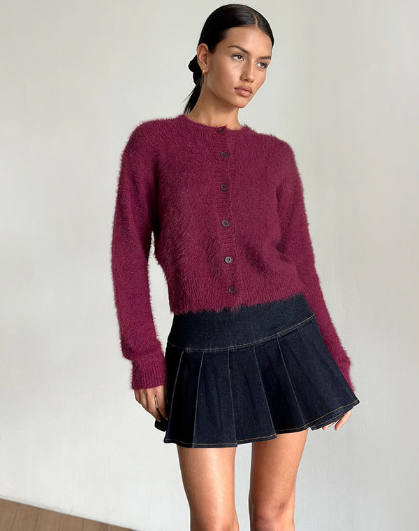 motel rocks Audrina Cardigan in Fluffy Burgundy