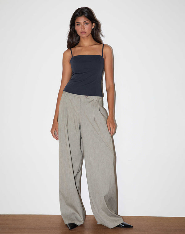 Motel Rocks Aurei Scoop Back Top In Tailoring Navy