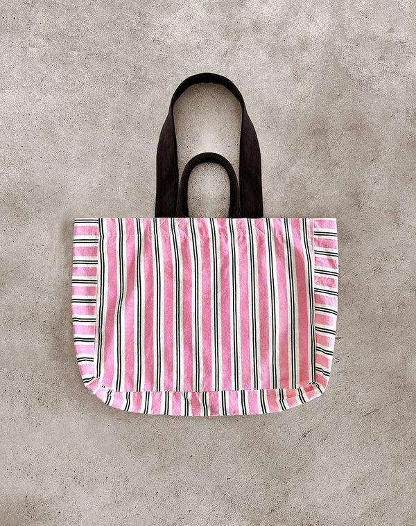 Motel Rocks Beach Bag In Stripe Pink