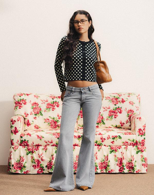 Motel Rocks Bhavina Cardigan In Mono Polka