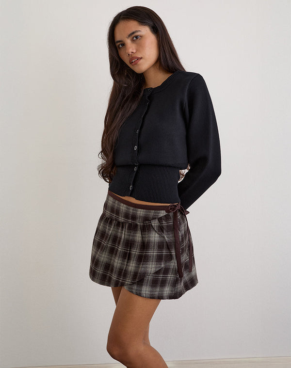 motel rocks Billa Wrap Mini Skirt in Grey Check