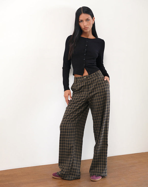 Motel Rocks Binar Trouser In Dark Brown Check
