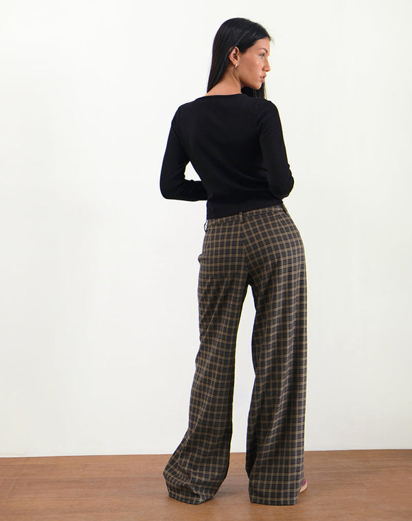 Motel Rocks Binar Trouser In Dark Brown Check