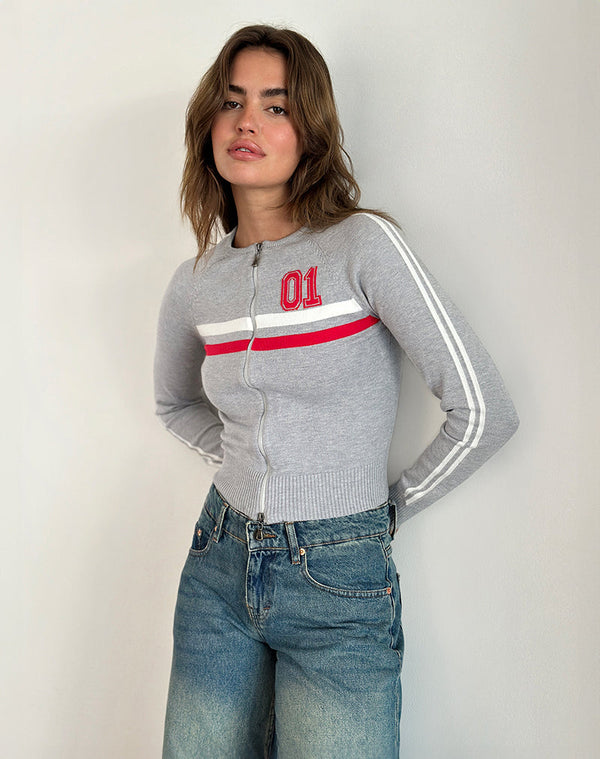 Motel Rocks Binta Zip Through Jacket In Grey Marl