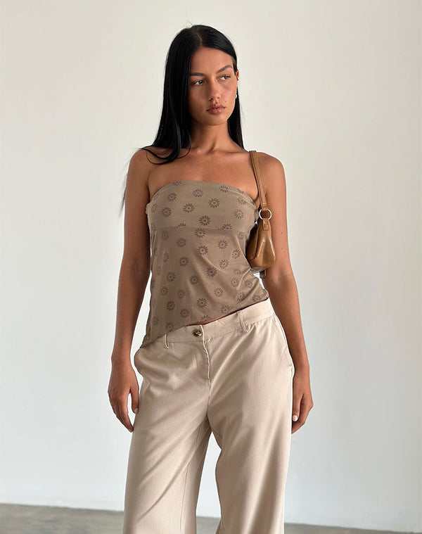 Motel Rocks Bistara Top In Daisy Flock Light Brown