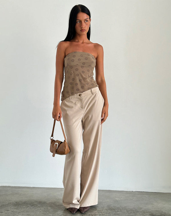 Motel Rocks Bistara Top In Daisy Flock Light Brown