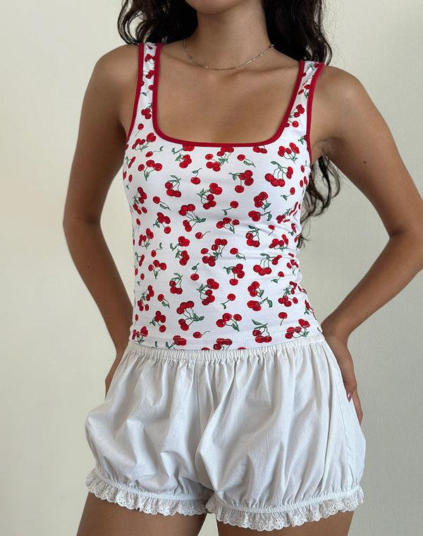 Motel Rocks Blaira Top In Cherry Print White