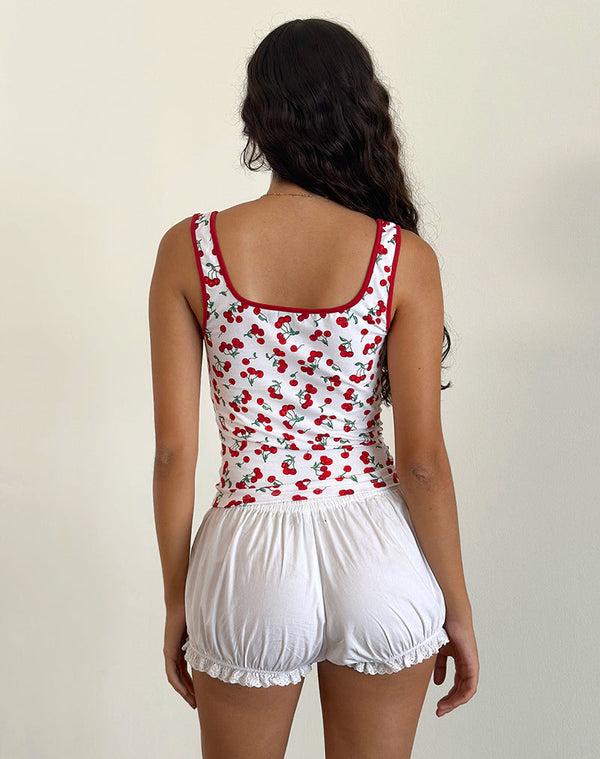 Motel Rocks Blaira Top In Cherry Print White