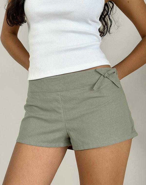 motel rocks Blazy Tie Short in Linen Slate Green