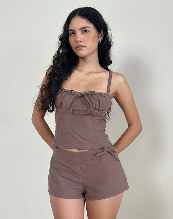 Motel Rocks Blazy Tie Short In Linen Taupe