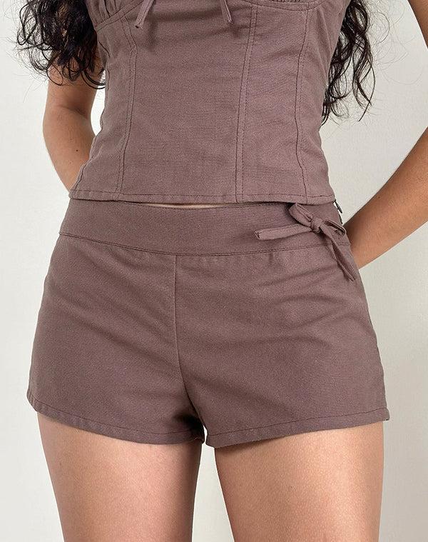 motel rocks Blazy Tie Short in Linen Taupe