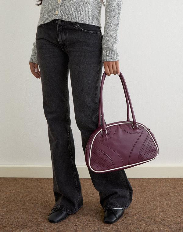 Motel Rocks Bowler Bag In Cream And Burgundy