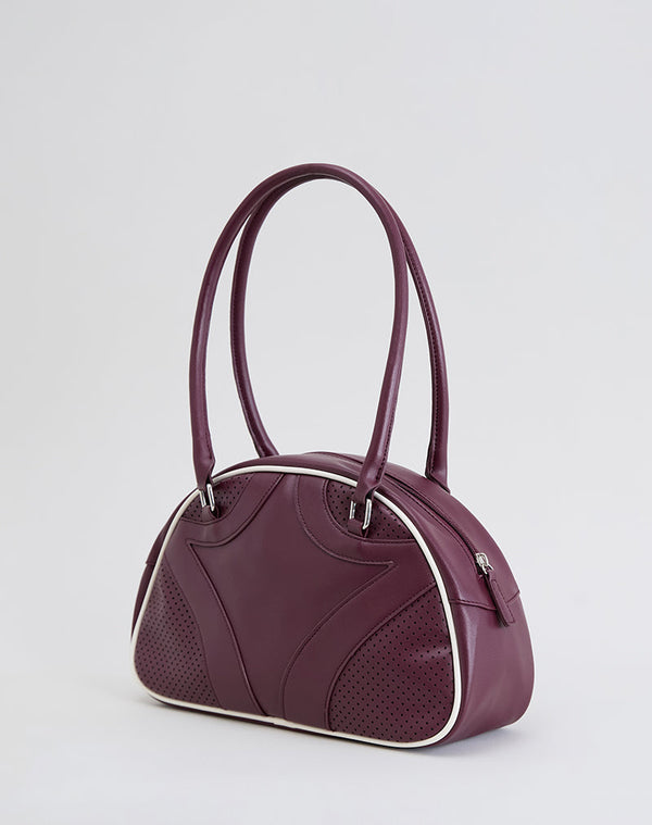 motel rocks Bowler Bag in Cream and Burgundy