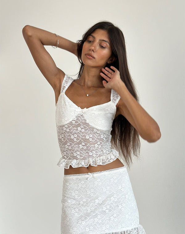 Motel Rocks Brietta Cami Top In Lace Ivory