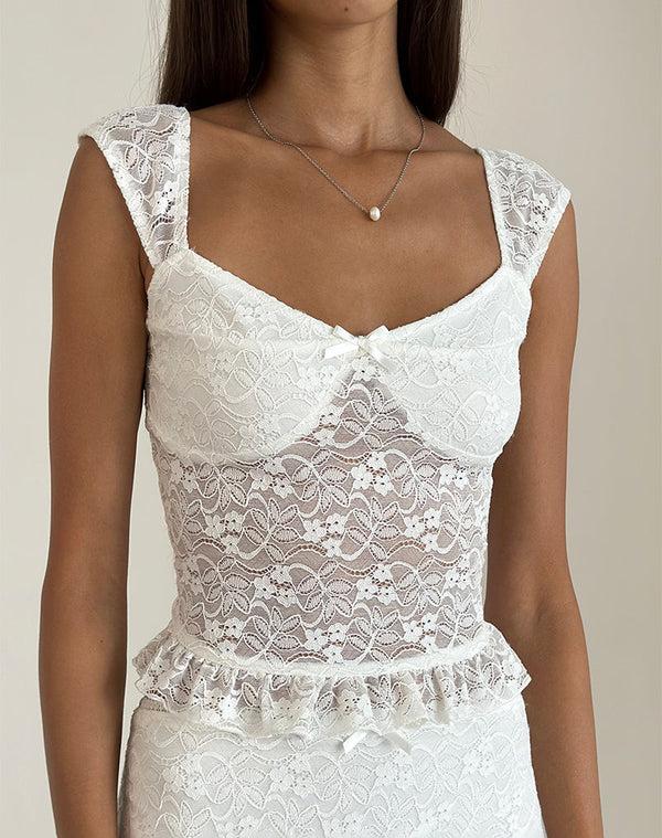 motel rocks Brietta Cami Top in Lace Ivory