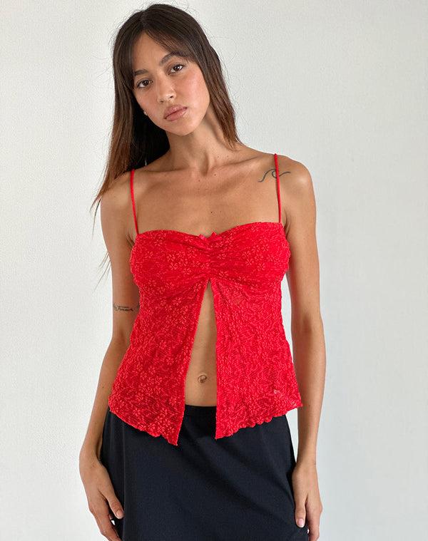 motel rocks Briony Top in Lace Red