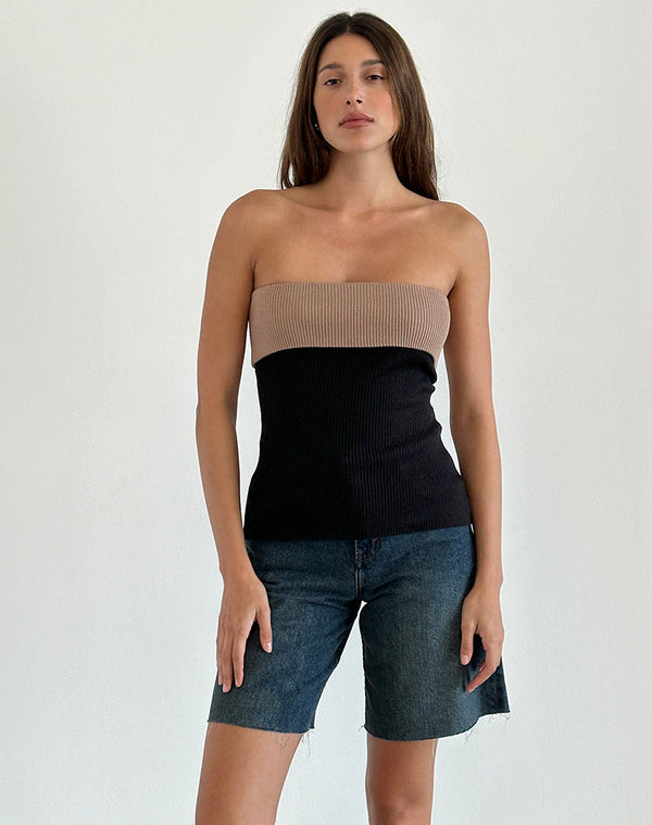 motel rocks Brylee Tube Top in Knit Black