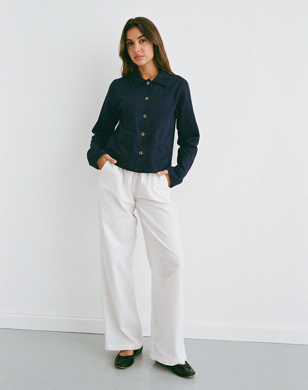 Motel Rocks Calva Boxy Jacket In Dark Navy