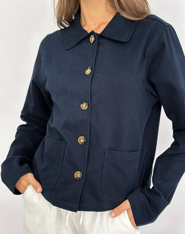 Motel Rocks Calva Boxy Jacket In Dark Navy