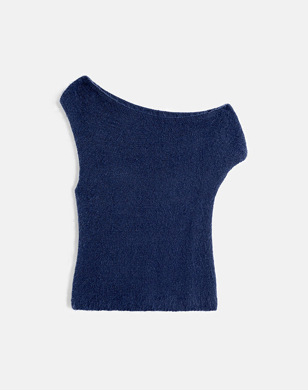 Motel Rocks Calyce Top In Fluffy Knit Navy