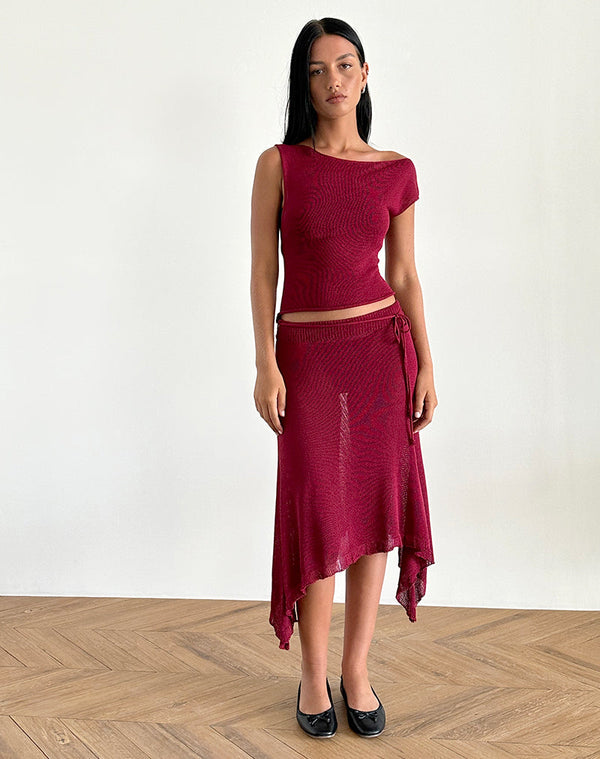 Motel Rocks Calypso Top In Sheer Knit Red