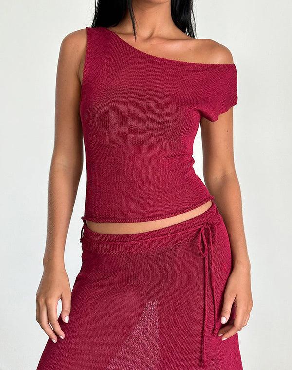 Motel Rocks Calypso Top In Sheer Knit Red