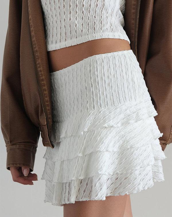 Motel Rocks Carlota Mini Skirt In Crinkle White