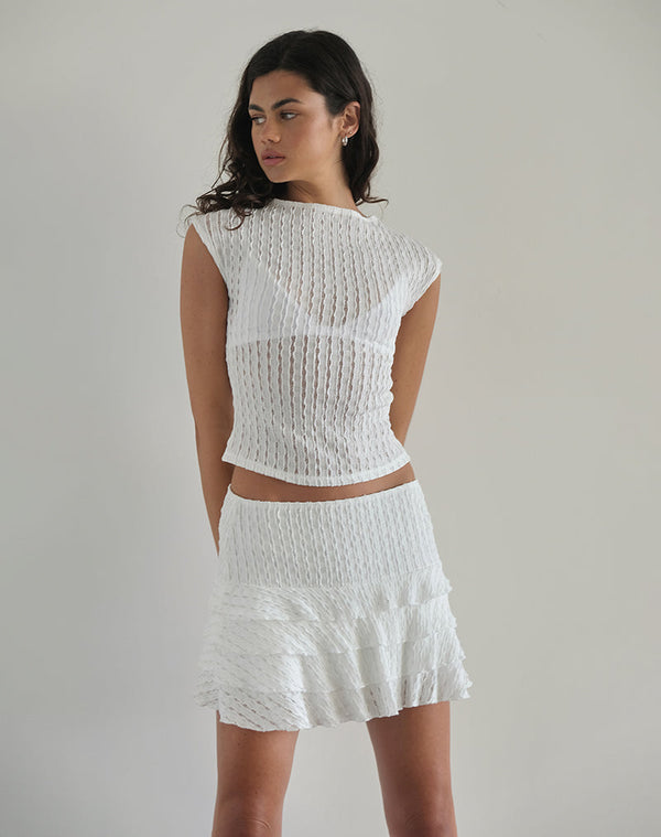 Motel Rocks Carlota Mini Skirt In Crinkle White