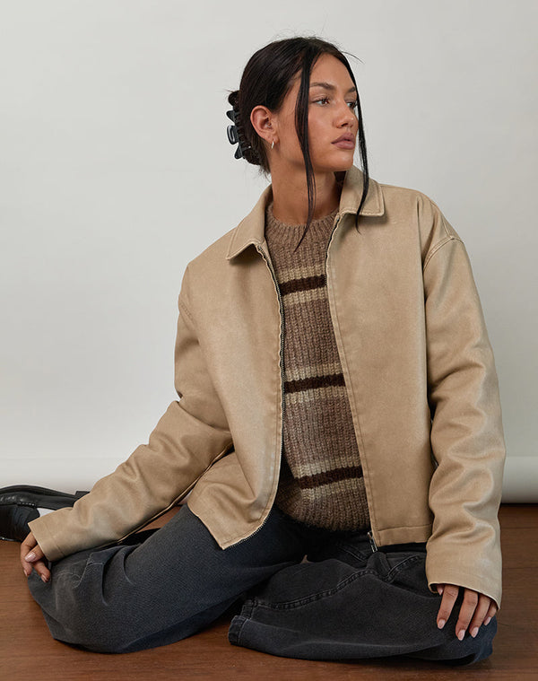 Motel Rocks Catalin Jacket In Worn PU Sand