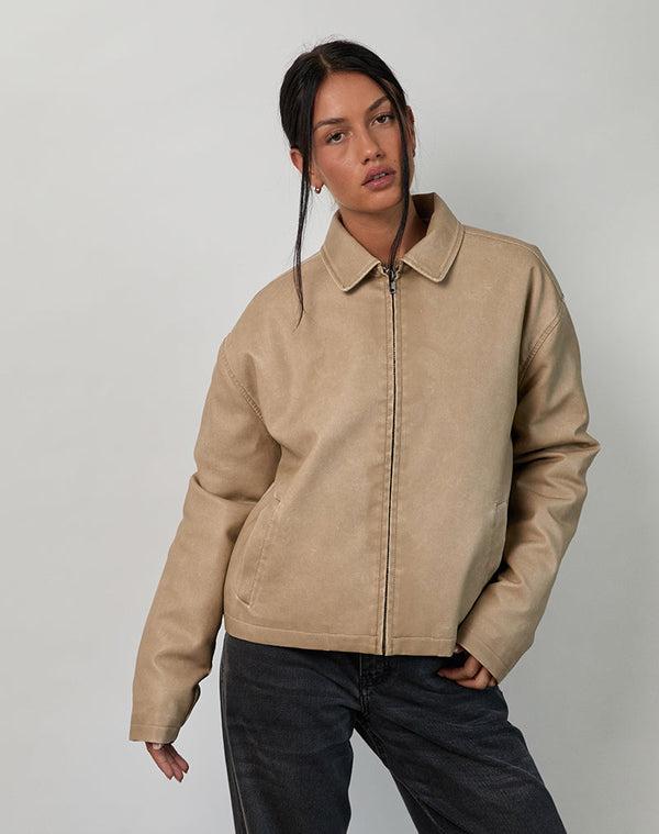 motel rocks Catalin Jacket In Worn PU Sand