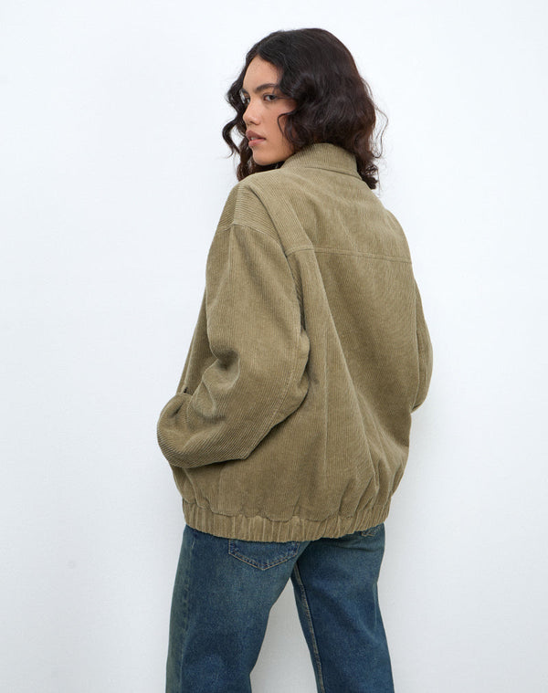 Motel Rocks Cavita Jacket In Cord Artichoke Green