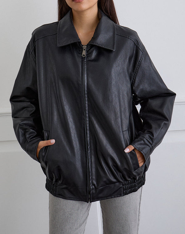 Motel Rocks Cavita Jacket In PU Black