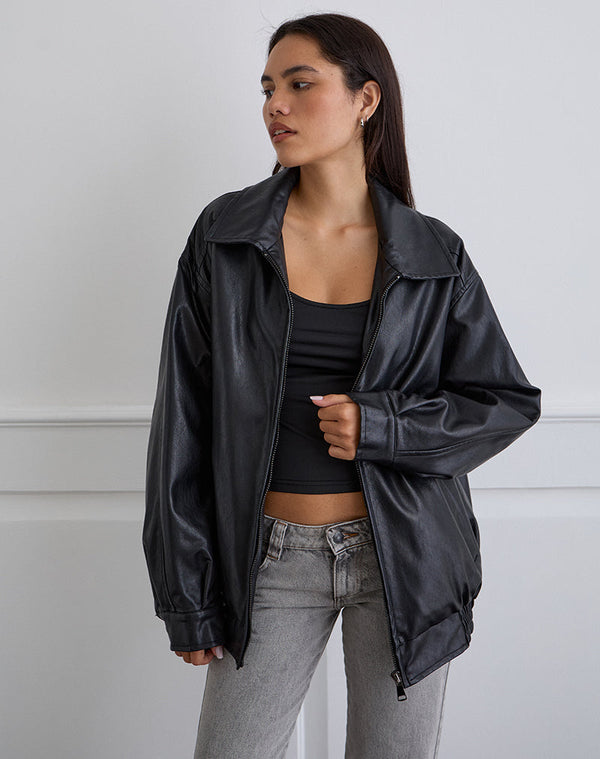Motel Rocks Cavita Jacket In PU Black