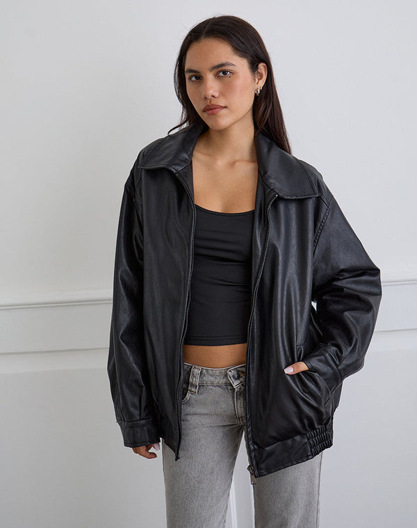 motel rocks Cavita Jacket in PU Black