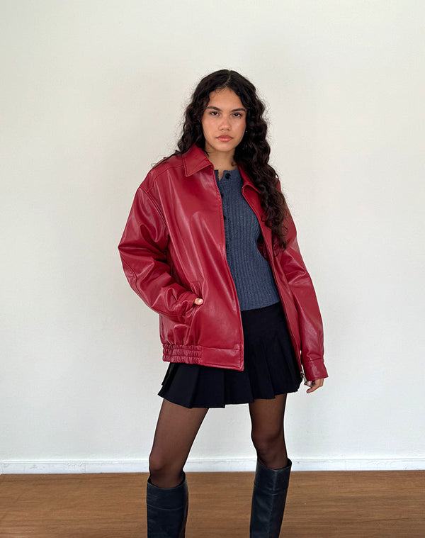 Motel Rocks Cavita PU Jacket In Blood Red