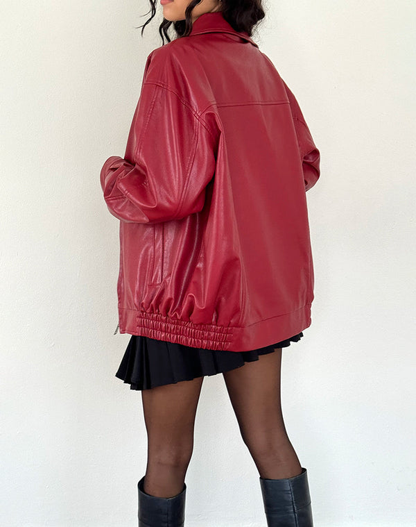 Motel Rocks Cavita PU Jacket In Blood Red