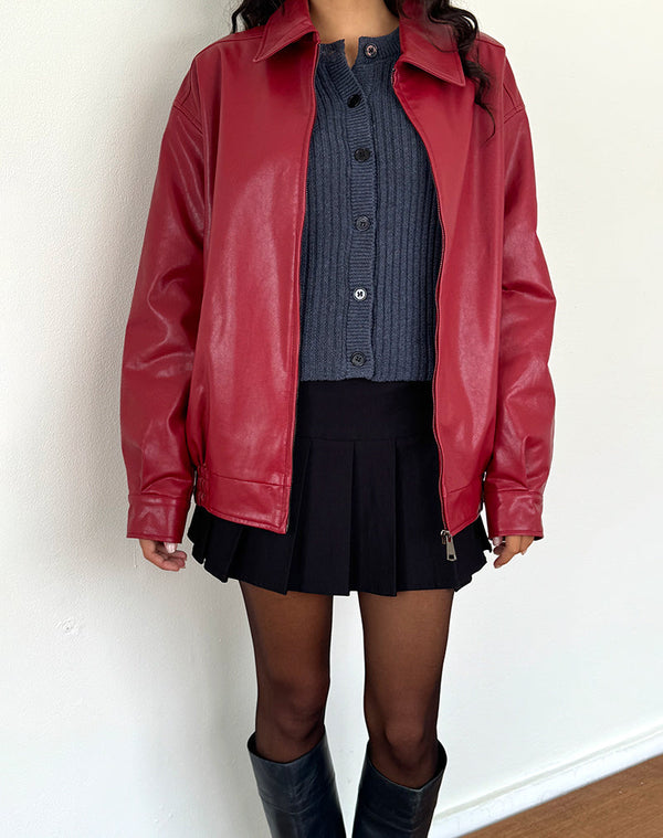 motel rocks Cavita PU Jacket in Blood Red