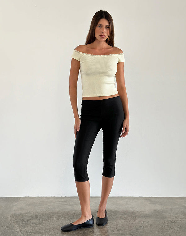 Motel Rocks Chacha Top In Rib Lace Buttercream