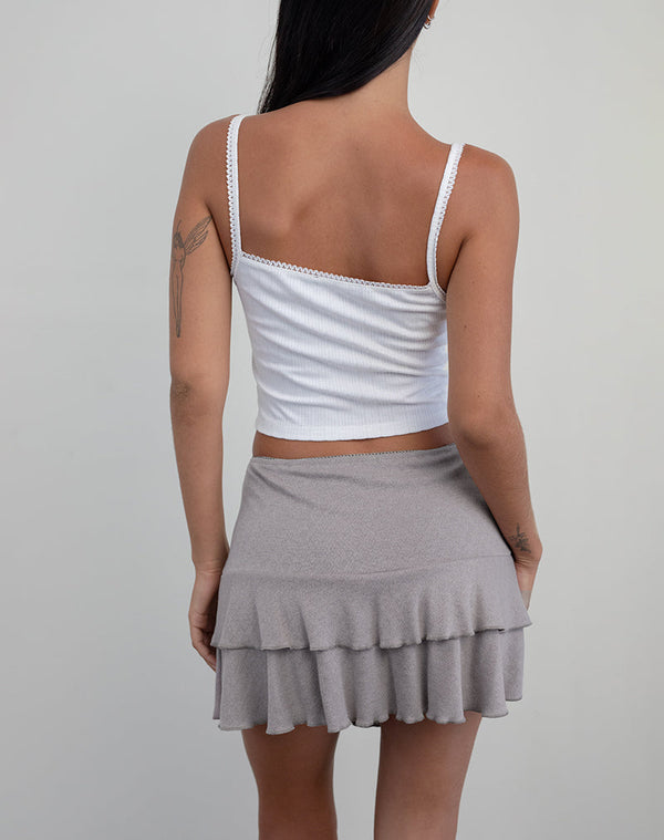 Motel Rocks Chile Mini Skirt In Pointelle Brown