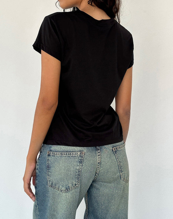 Motel Rocks Clio Baggy Tee In Black Tissue Jersey