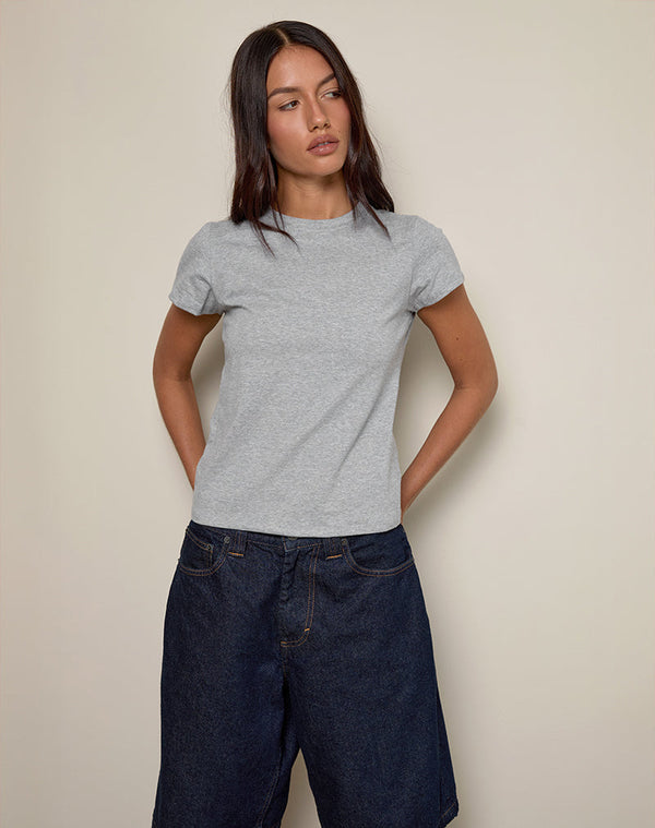 Motel Rocks Clio Baggy Tee In Grey Marl